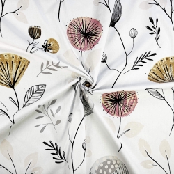 Baumwolle 100% Mohnblumen auf weißem Hintergrund  