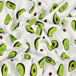 Musselin Double Gauze bedruckt mit Avocados  