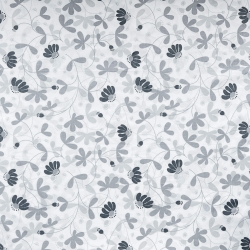 Baumwolle 100% Blumen grau graphit auf weißem Hintergrund  