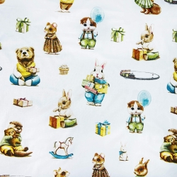 Baumwolle 100% Tiere auf Geburtstagsfeiern auf weißem Hintergrund  