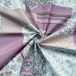 Baumwolle 100% Patchwork braun rosa grau  