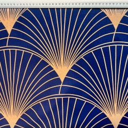 Baumwolle 100% orange-blau Fächer - 220cm  