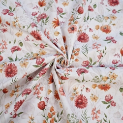 Baumwolle 100% Wiesenblumen rot-orange  