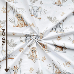 100% Baumwolle afrikanische Tiere beige auf Schaukeln  