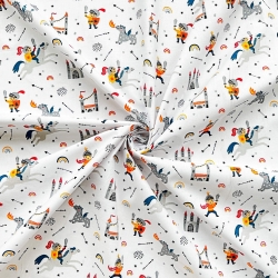 Baumwolle 100% Mini-Ritter auf weißem Hintergrund  