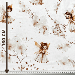 100% Baumwolle Elfen auf beige auf weißem Hintergrund  