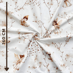 100% Baumwolle Elfen auf beige auf weißem Hintergrund  