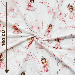 100% Baumwolle Elfen auf rosa auf weißem Hintergrund  