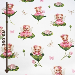 Baumwolle 100% Bären auf Seerosen  