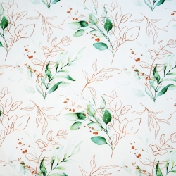 Baumwolle 100% Eukalyptusblätter Konturen auf weißem Hintergrund  