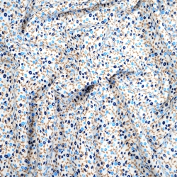 Flanell Wiese blau-navy auf weißem Hintergrund  