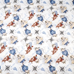 Baumwolle 100% Kapitänsbären in navy-beige  