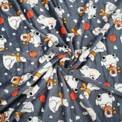 Fleece plus Eisbären mit Luftballons auf dunkelgrauem Hintergrund  