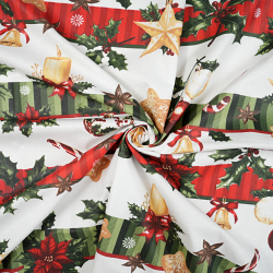 100% Baumwolle mit Weihnachtsstreifen auf weißem Hintergrund