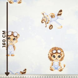 100% Baumwolle Tierpiloten beige auf blauem Hintergrund