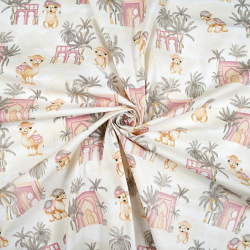 100% Baumwolle Kamele rosa-grau auf weißem Hintergrund