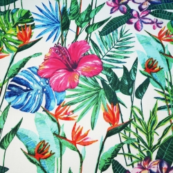 Baumwolle 100% große amaranthfarbene Hibiskusblüten - 220 cm  