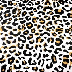 Baumwolle 100% Leopardenmuster beige-schwarz auf weißem Hintergrund  
