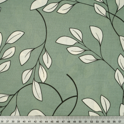 Bawełna 100% gałązki ecru na szałwiowym tle - 220 cm