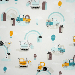 100% Baumwolle Bagger mit mint-gelben Regenbogen auf hellgrauem Hintergrund