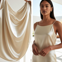 Armani Satin Stoff / Kunstseide - hellbeige 3