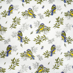 100% Baumwolle Vögel mit Zweigen auf weißem Hintergrund