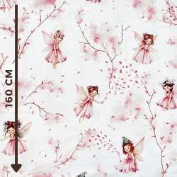 100% Baumwolle Elfen auf rosa auf weißem Hintergrund  