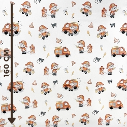 100% Baumwolle Feuerwehrbären auf weißem Hintergrund  