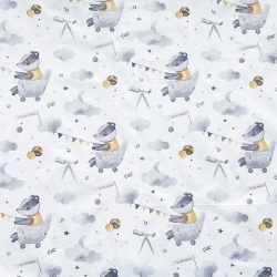 100% Baumwolle Tiere Dachs im Weltraum auf weißem Hintergrund  