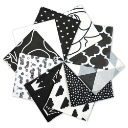 Patchwork-Stoffset 20 Stück 40 x 40 cm - schwarz-weiß