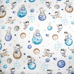 Baumwolle 100% kleiner Prinz dunkelblau auf weißem Hintergrund  