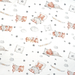 Baumwoll-Musselin schlafende Bären Good Night  