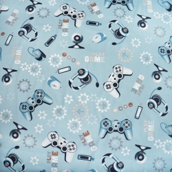 Baumwolle 100% Computerspiele auf hellblauem Hintergrund  