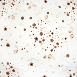 Baumwolle 100% braun-beige Blümchen auf weißem Hintergrund  