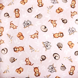 Baumwolle 100% australische Tiere auf rosa Hintergrund  