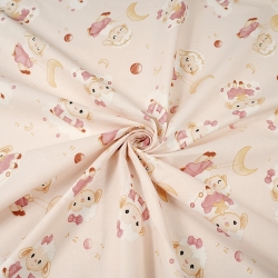 Baumwolle 100% Schafe Mädchen auf apricotfarbenem Hintergrund  