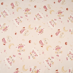 Baumwolle 100% Schafe Mädchen auf apricotfarbenem Hintergrund  