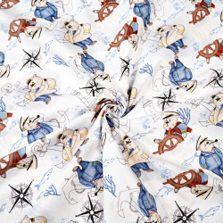 Baumwolle 100% Kapitänsbären in navy-beige  