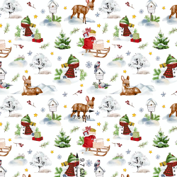 100% Baumwolle weihnachtliches Muster Schneemänner mit Rehen  
