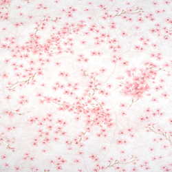 Bawełna 100% Kwiaty japońskiej wiśni różowe na białym tle