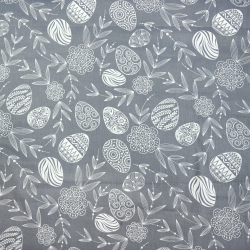 Bawełna 100% wzór wielkanocne pisanki na szarym tle