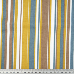 Bawełna 100% paski kolorowe musztardowo jeansowe