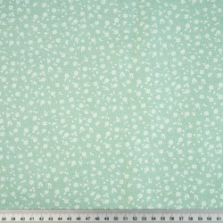 Bawełna 100% łączka MINI z kropeczkami biała na szałwiowym tle