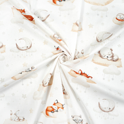 Bawełna 100% zwierzątka śpiące na poduszkach na białym tle