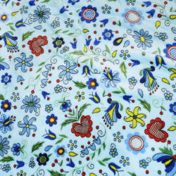 Polar plus wzór kaszubski kolorowy na błękitnym tle