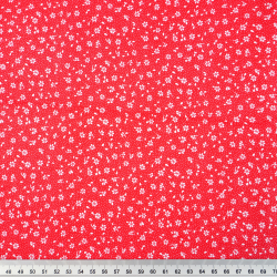 Bawełna 100% łączka MINI z kropeczkami biała na czerwonym tle