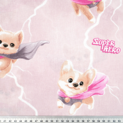 Bawełna 100% super pieski na różowym tle