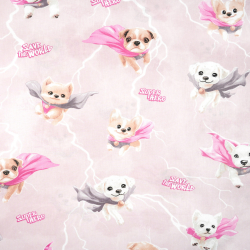 Bawełna 100% super pieski na różowym tle