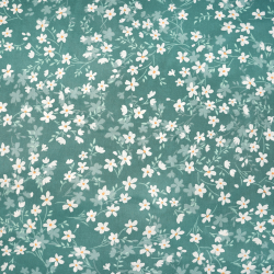 Bawełna 100% kwiatuszki białe na morskim tle - 220 cm