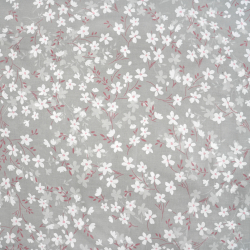 Bawełna 100% kwiatuszki białe na szarym tle - 220 cm